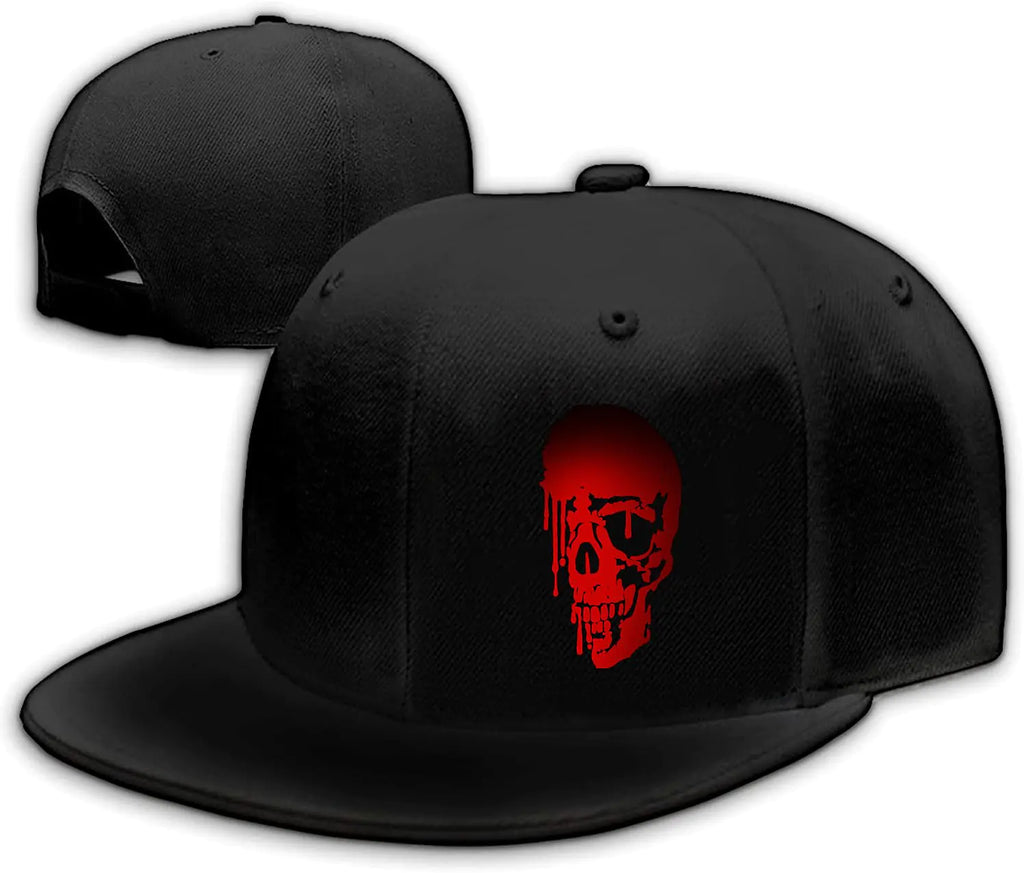 Red Half Face Horror Skull Hat Reaper Grim Snapback
