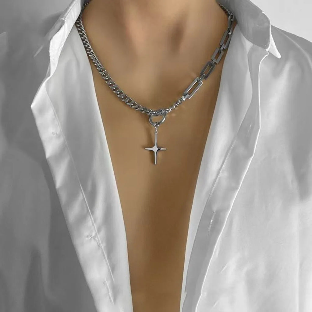 Trendy Rock Hot Sale Black Square Pendant Necklace Men