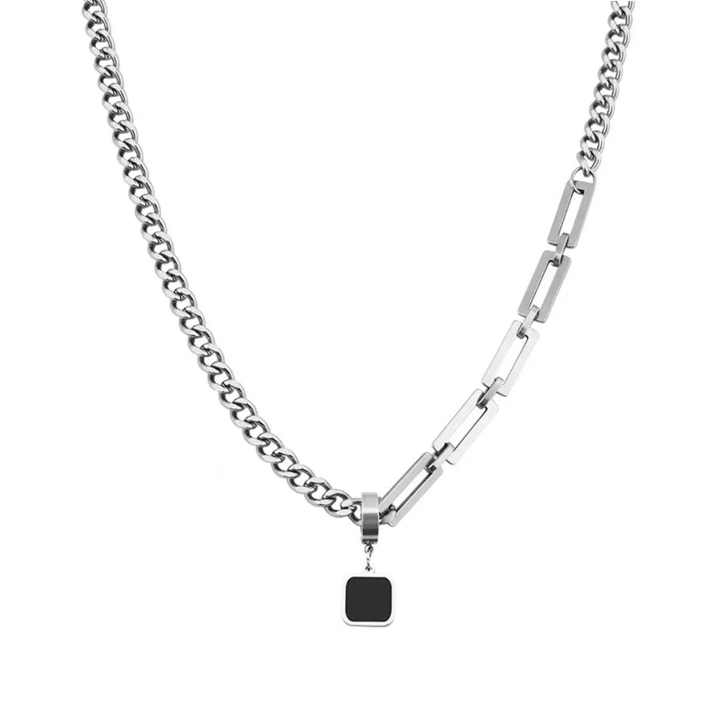 Trendy Rock Hot Sale Black Square Pendant Necklace Men