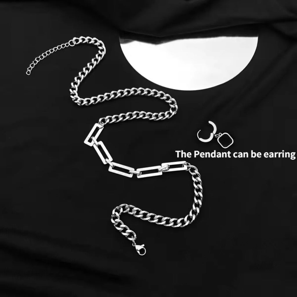 Trendy Rock Hot Sale Black Square Pendant Necklace Men
