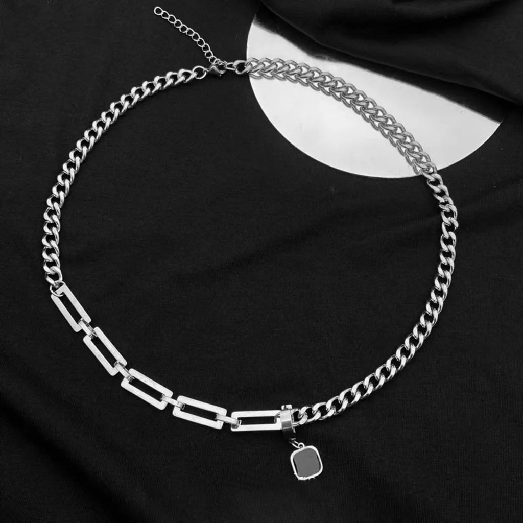 Trendy Rock Hot Sale Black Square Pendant Necklace Men