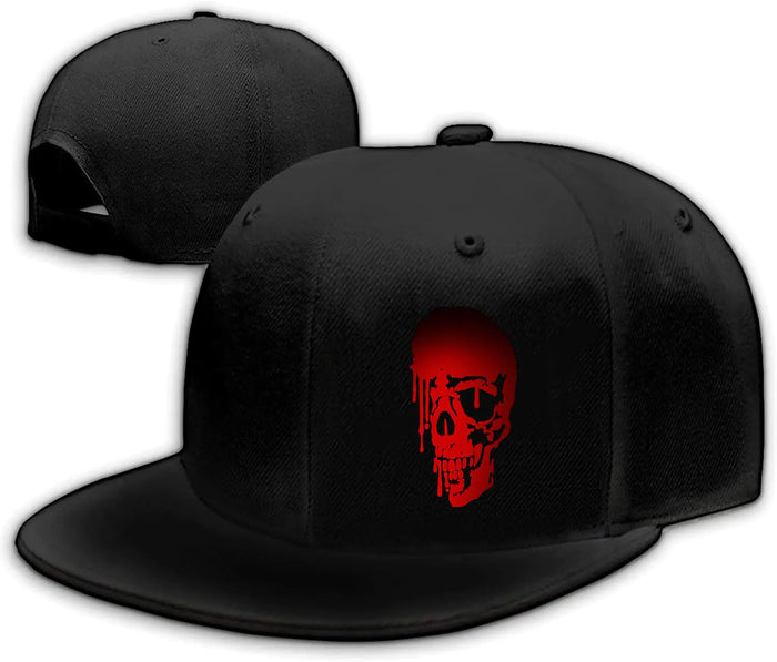 Red Half Face Horror Skull Hat Reaper Grim Snapback