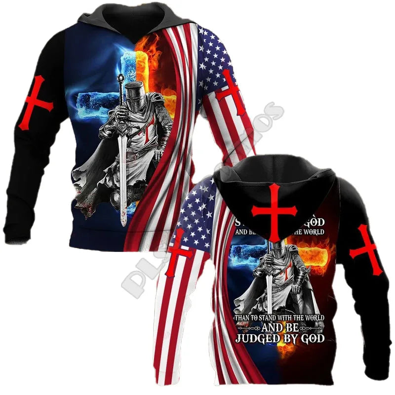Knight Jesus hoodie 3D Printed Hoodies Fashion Pullover Men