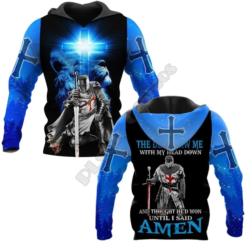 Knight Jesus hoodie 3D Printed Hoodies Fashion Pullover Men