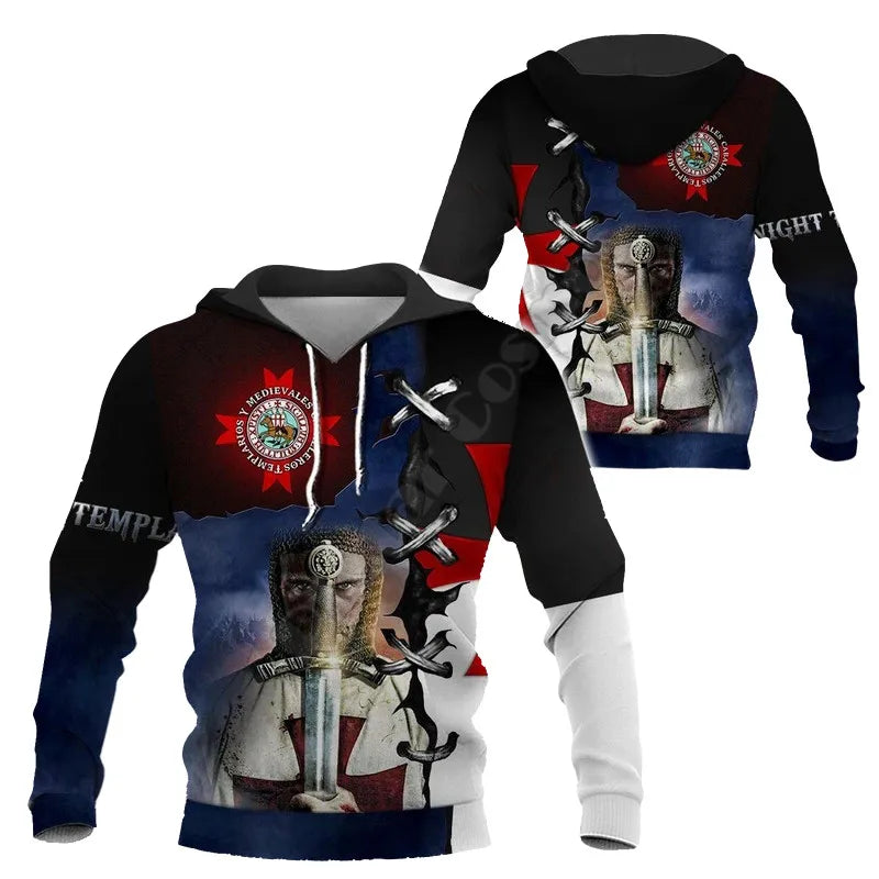 Knight Jesus hoodie 3D Printed Hoodies Fashion Pullover Men