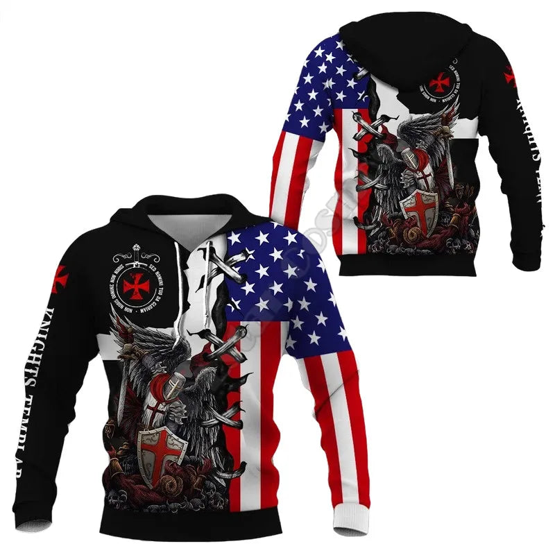 Knight Jesus hoodie 3D Printed Hoodies Fashion Pullover Men