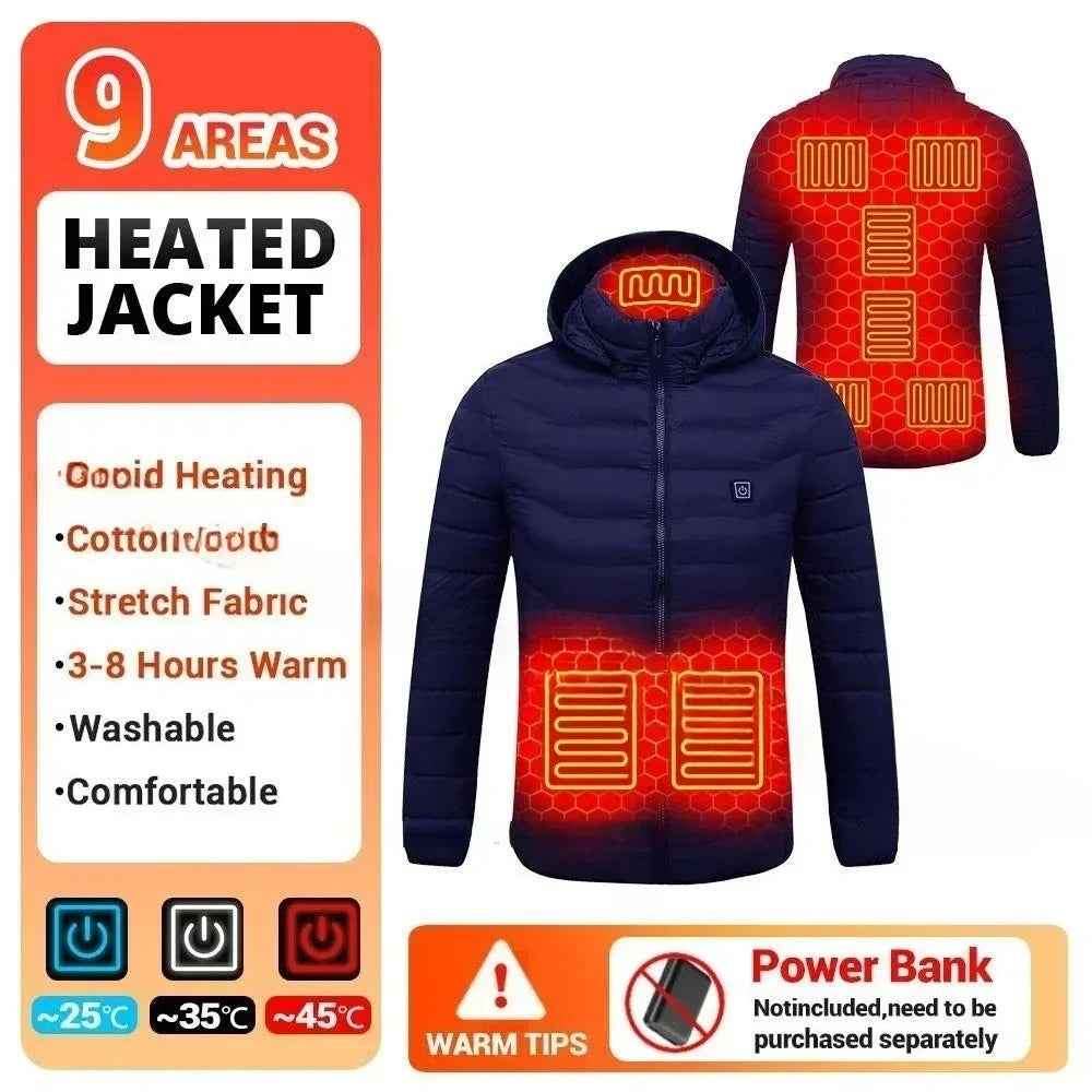 Heating Jacket Men Winter USB Electric Heated Coat Functional