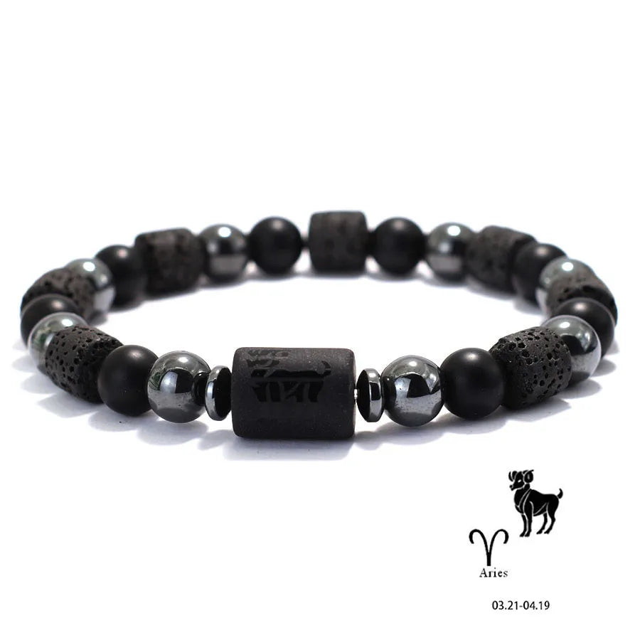 Men Natural Volcanic Rock Onyx Stone Beaded Bracelet