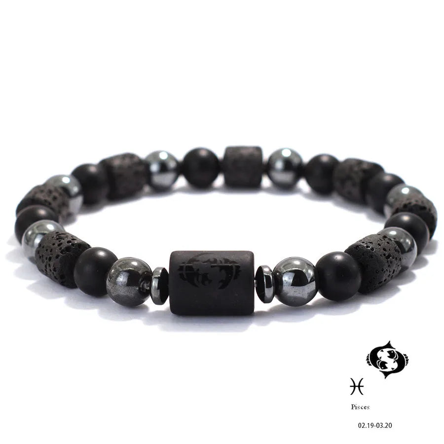 Men Natural Volcanic Rock Onyx Stone Beaded Bracelet