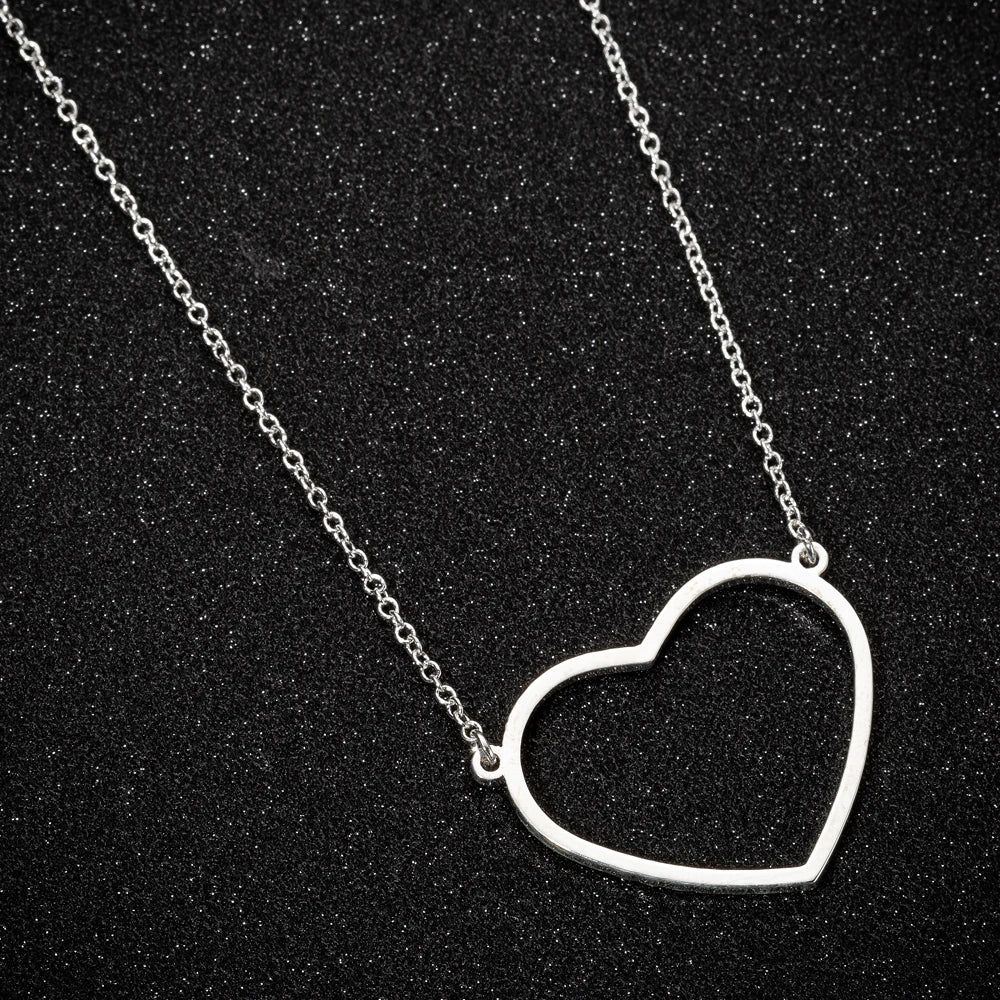 Stainless Steel Heart Pendant Choker Necklace For Women