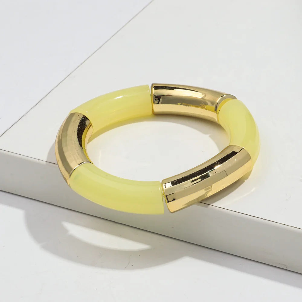 New Bohemia Acrylic Jelly Chunky Bamboo Bracelets for Women
