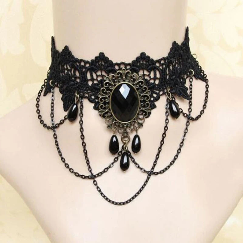Gothic Punk Lace Choker Necklace For Women