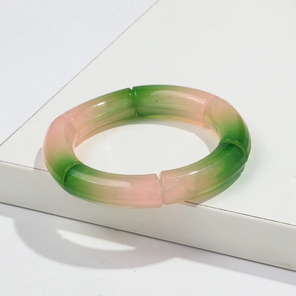 New Bohemia Acrylic Jelly Chunky Bamboo Bracelets for Women