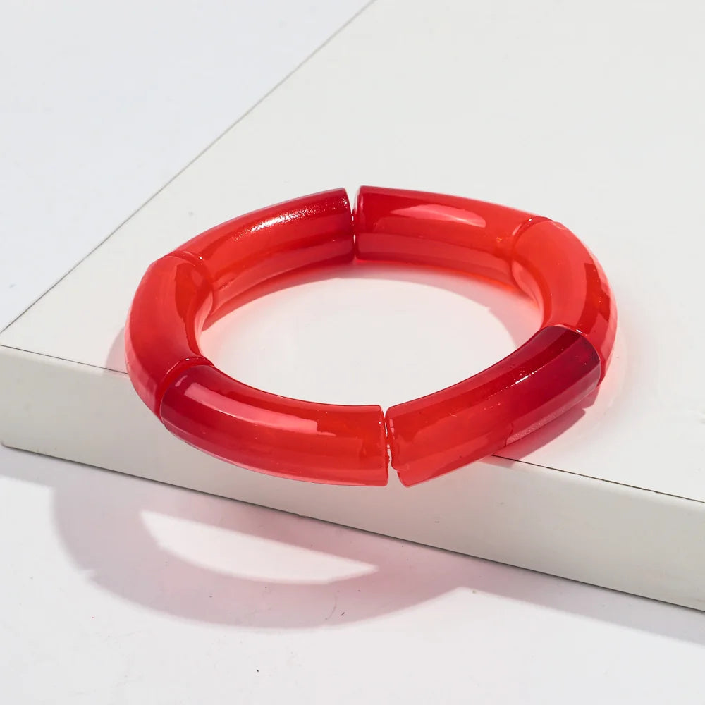 New Bohemia Acrylic Jelly Chunky Bamboo Bracelets for Women