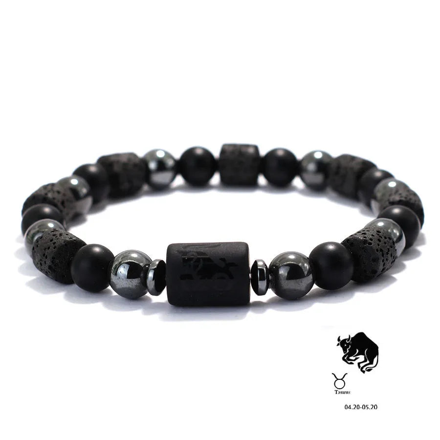 Men Natural Volcanic Rock Onyx Stone Beaded Bracelet