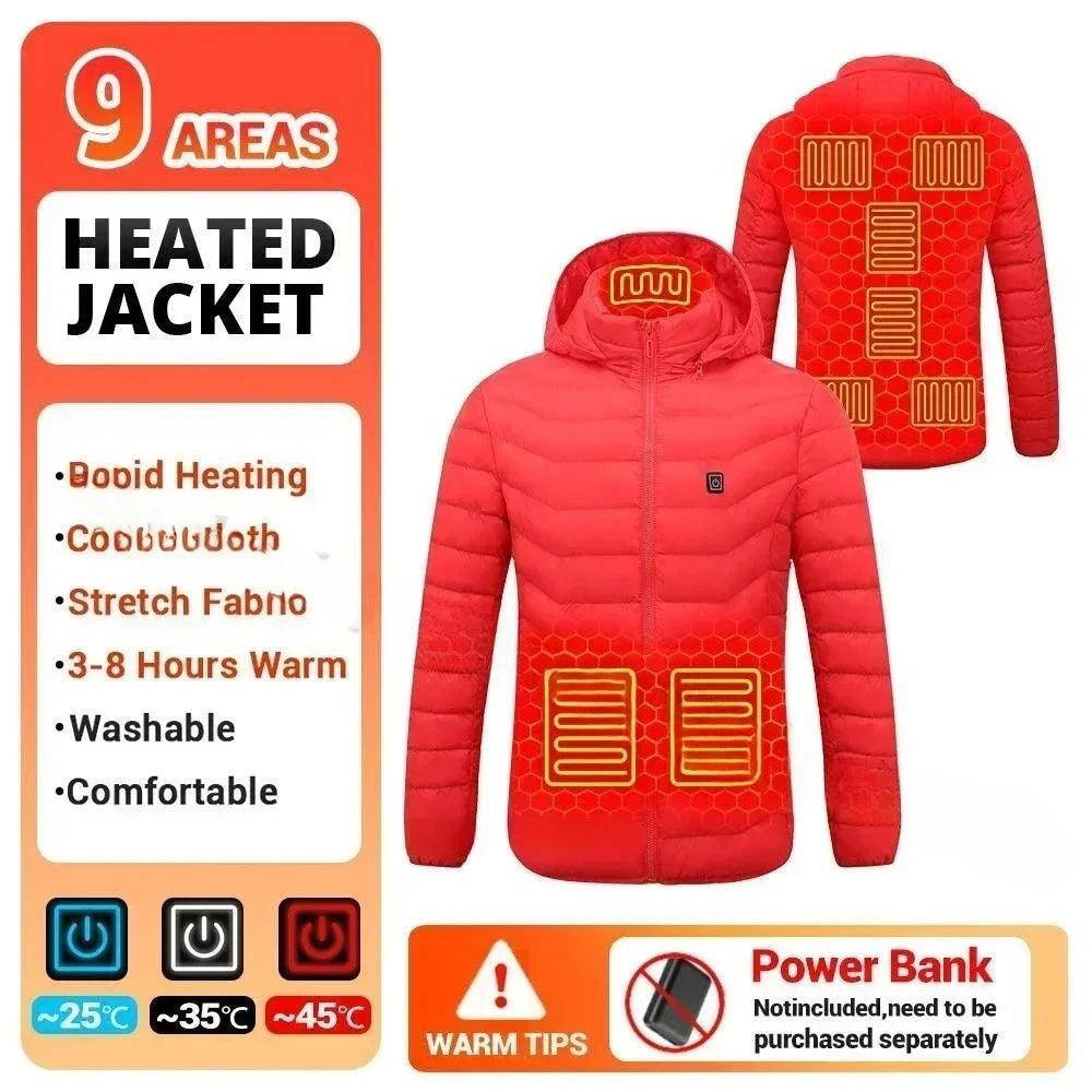 Heating Jacket Men Winter USB Electric Heated Coat Functional