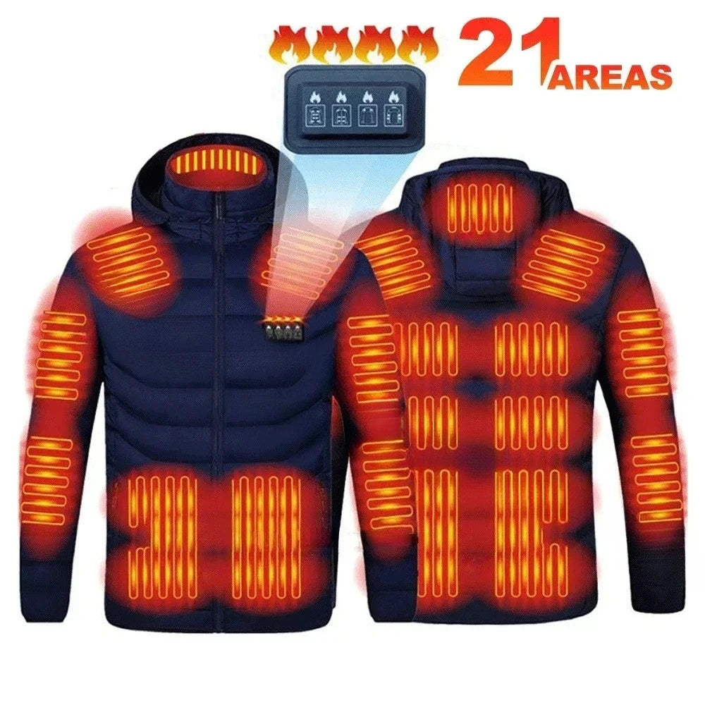 Heating Jacket Men Winter USB Electric Heated Coat Functional