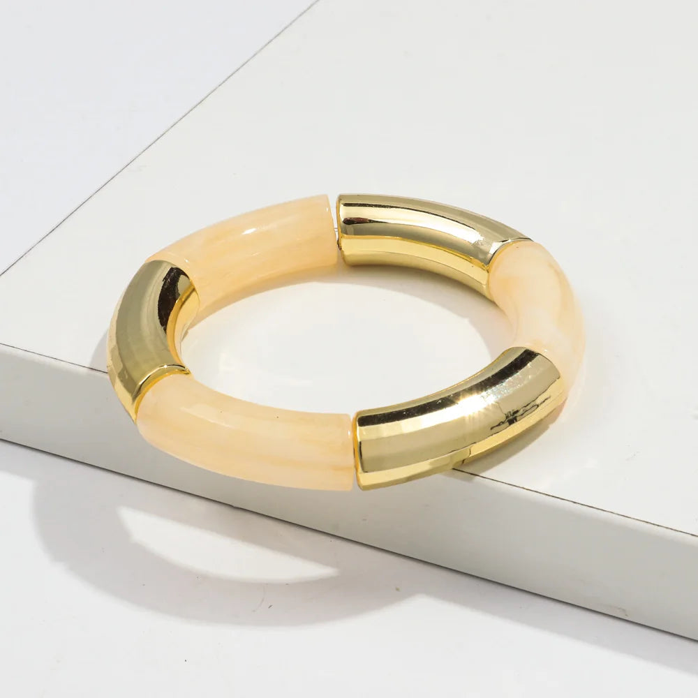 New Bohemia Acrylic Jelly Chunky Bamboo Bracelets for Women