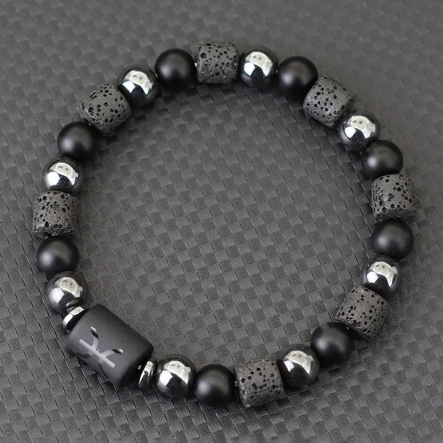 Men Natural Volcanic Rock Onyx Stone Beaded Bracelet