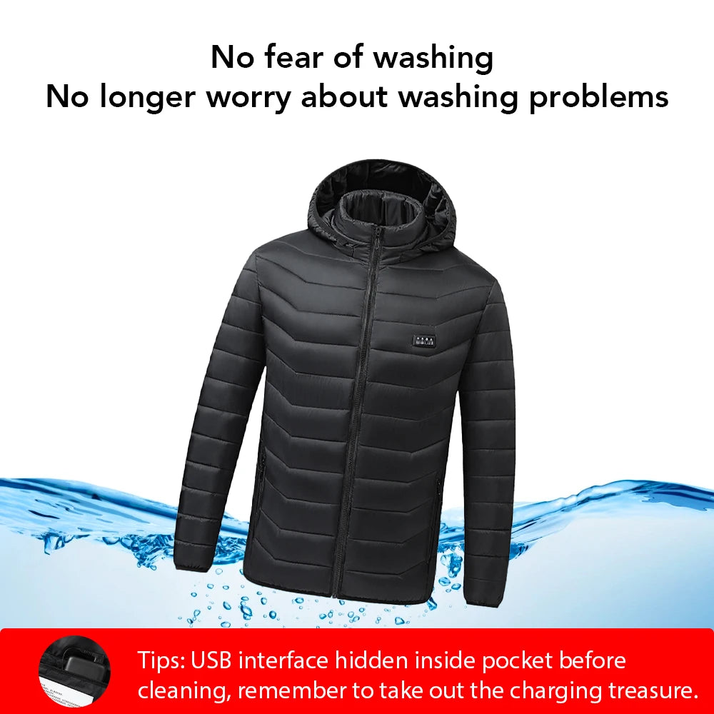 Heated Jacket Men USB Electric Heating Hooded Clothes for Couple