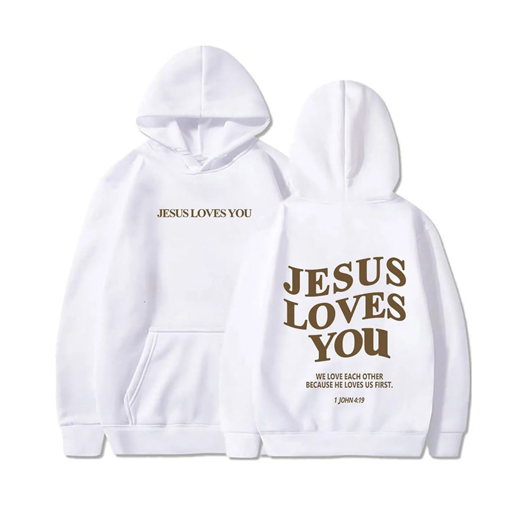 Jesus Loves You Oversized Graphic Hoodie Women