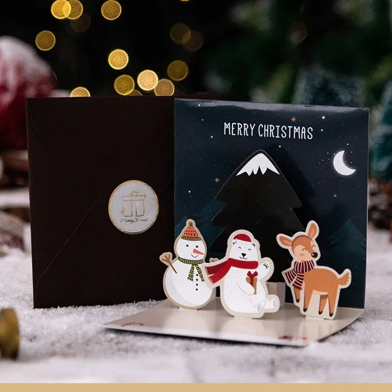 5/1PCS 3D Pop UP Christmas Greeting Cards with Envelope