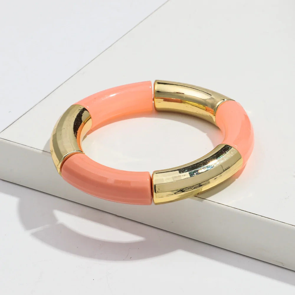 New Bohemia Acrylic Jelly Chunky Bamboo Bracelets for Women