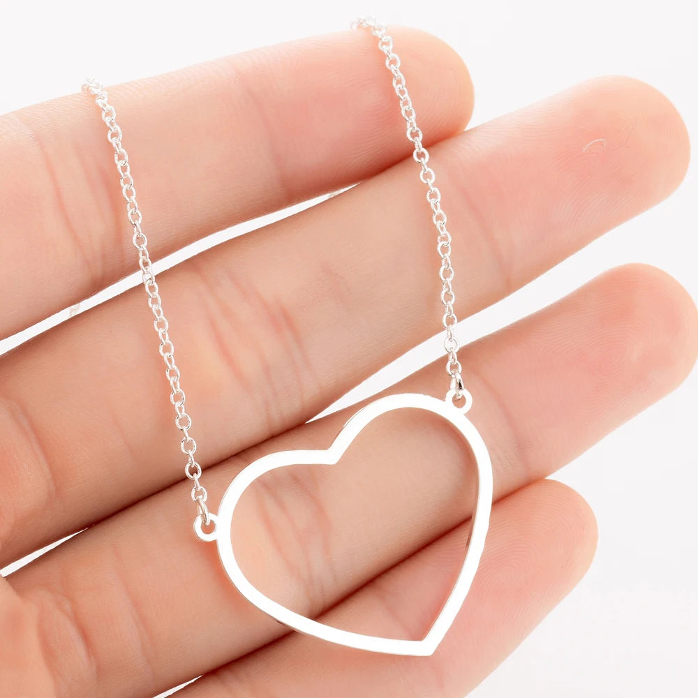 Stainless Steel Heart Pendant Choker Necklace For Women
