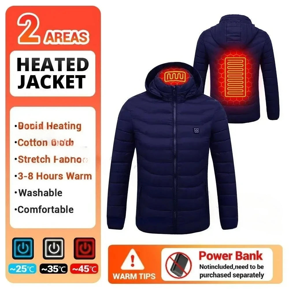 Heating Jacket Men Winter USB Electric Heated Coat Functional