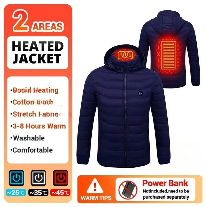 Heating Jacket Men Winter USB Electric Heated Coat Functional