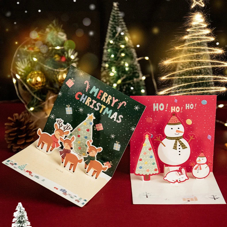 5/1PCS 3D Pop UP Christmas Greeting Cards with Envelope