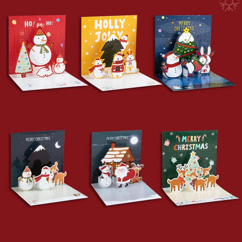 5/1PCS 3D Pop UP Christmas Greeting Cards with Envelope