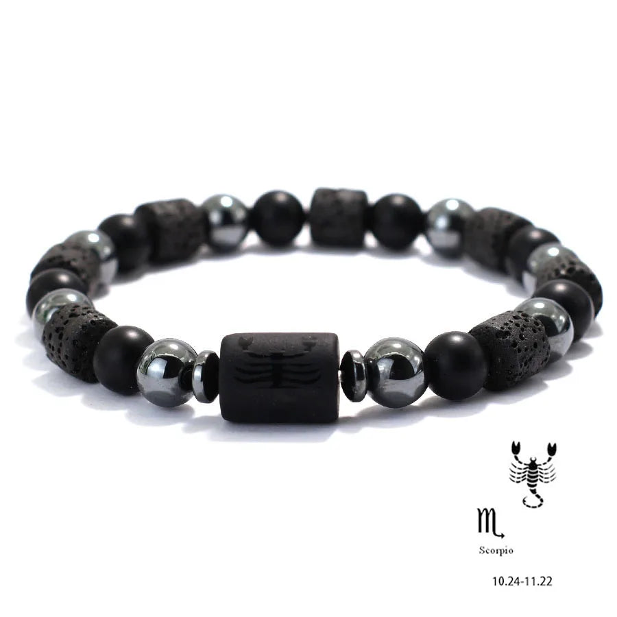 Men Natural Volcanic Rock Onyx Stone Beaded Bracelet