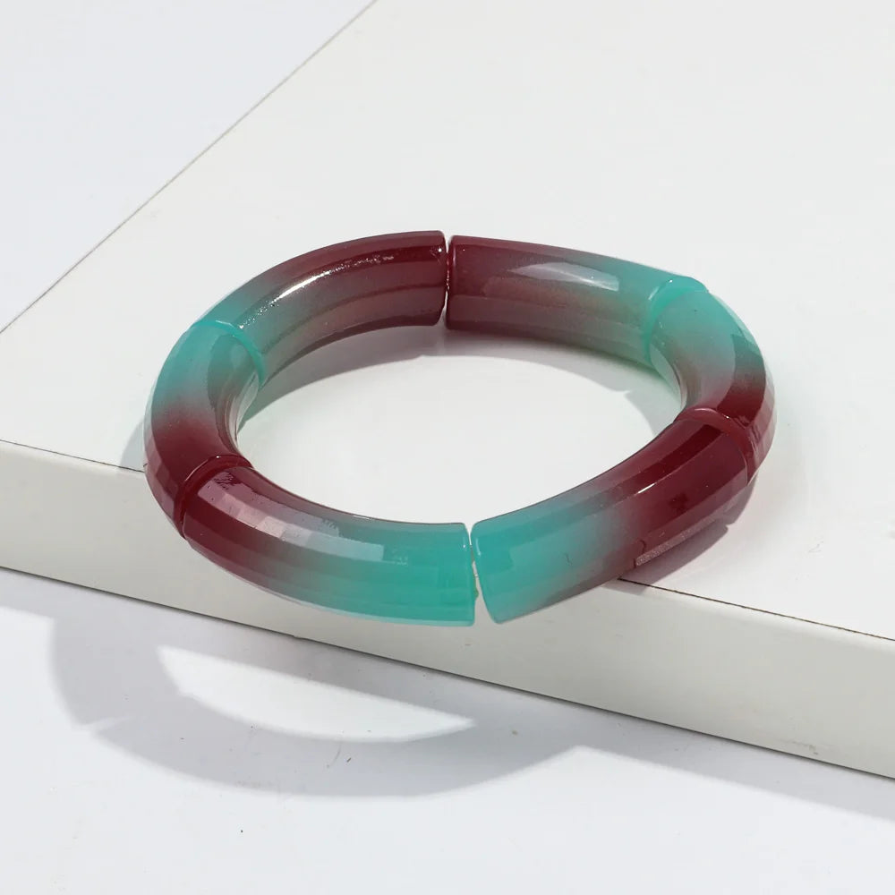 New Bohemia Acrylic Jelly Chunky Bamboo Bracelets for Women