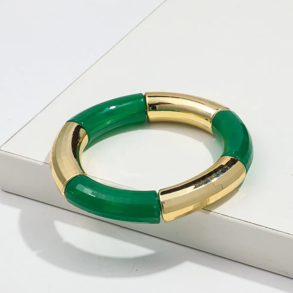 New Bohemia Acrylic Jelly Chunky Bamboo Bracelets for Women