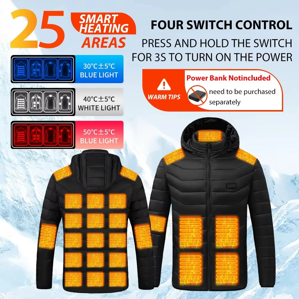 Heated Jacket Men USB Electric Heating Hooded Clothes for Couple