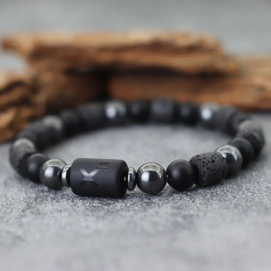 Men Natural Volcanic Rock Onyx Stone Beaded Bracelet