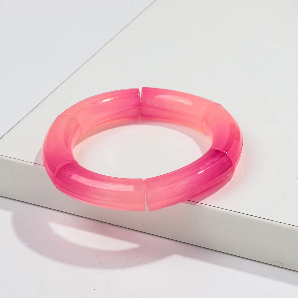 New Bohemia Acrylic Jelly Chunky Bamboo Bracelets for Women