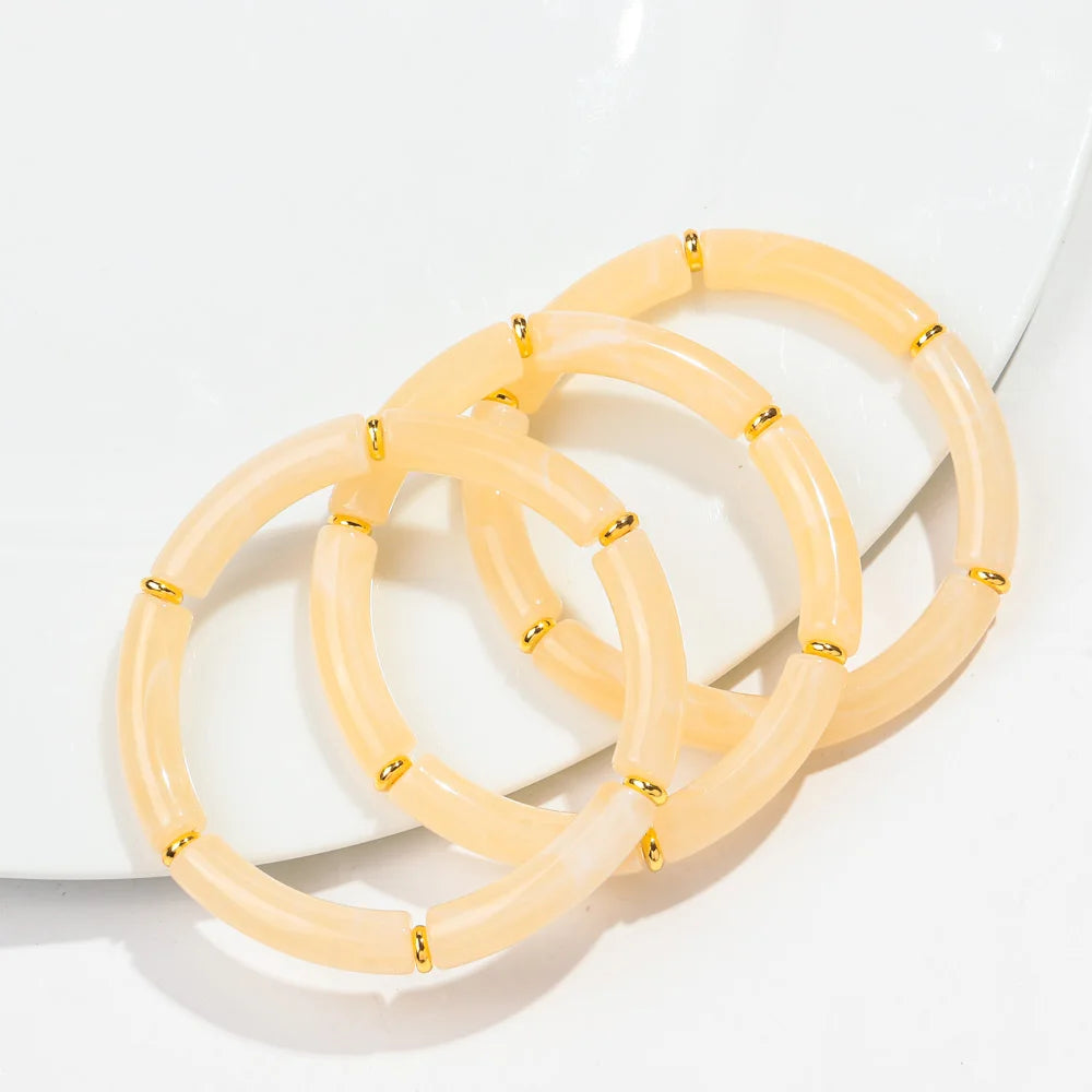 New Bohemia Acrylic 3Pcs Bamboo Tubule Bracelet Set for Women