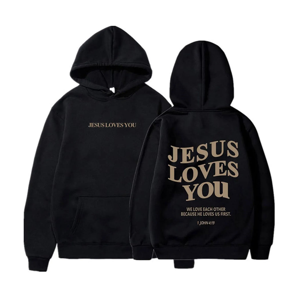 Jesus Loves You Oversized Graphic Hoodie Women