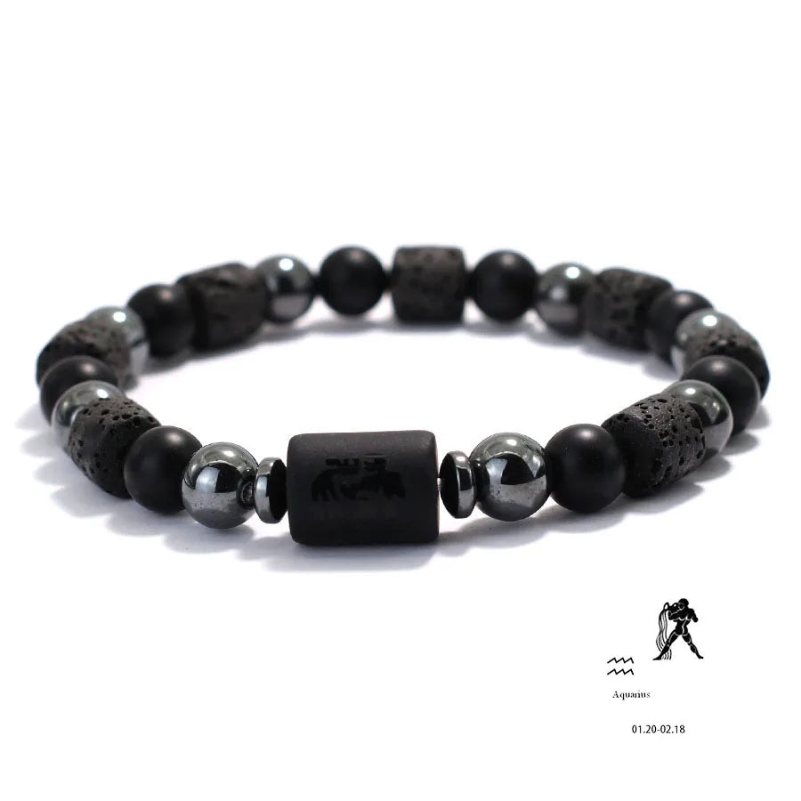 Men Natural Volcanic Rock Onyx Stone Beaded Bracelet