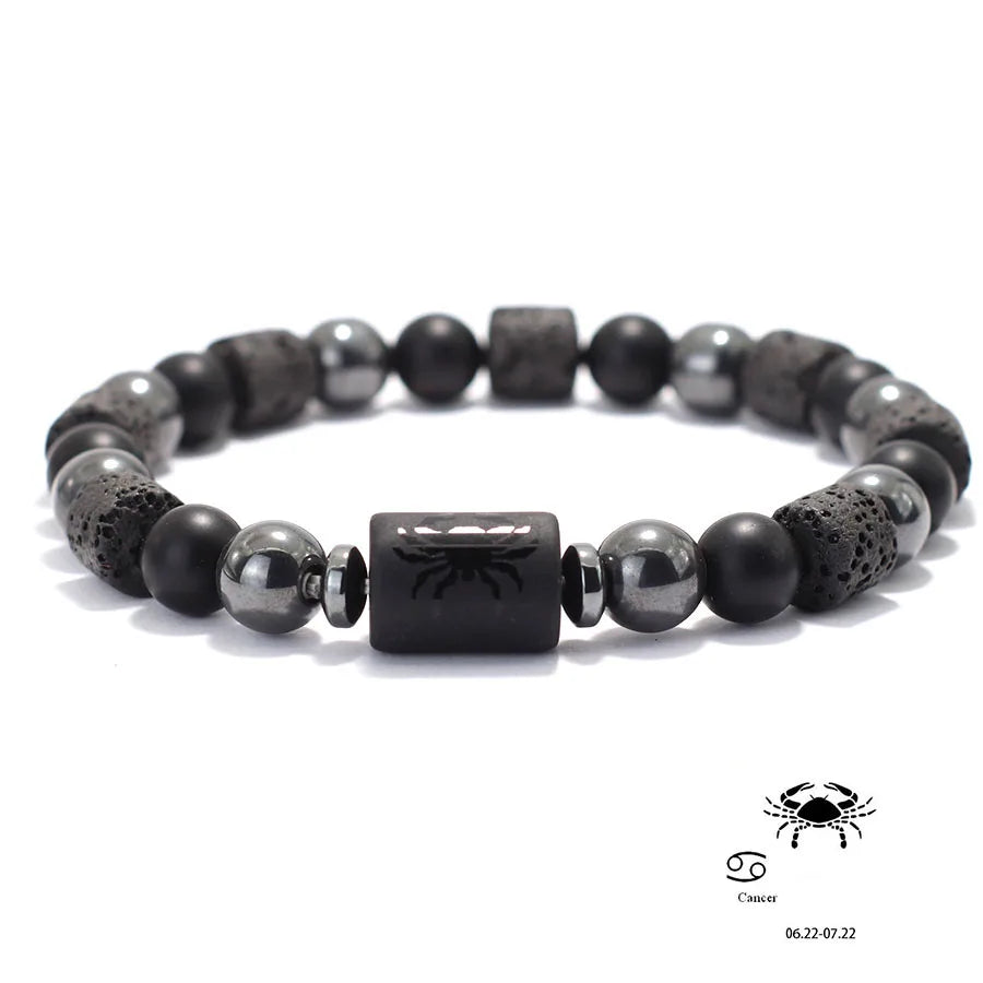 Men Natural Volcanic Rock Onyx Stone Beaded Bracelet