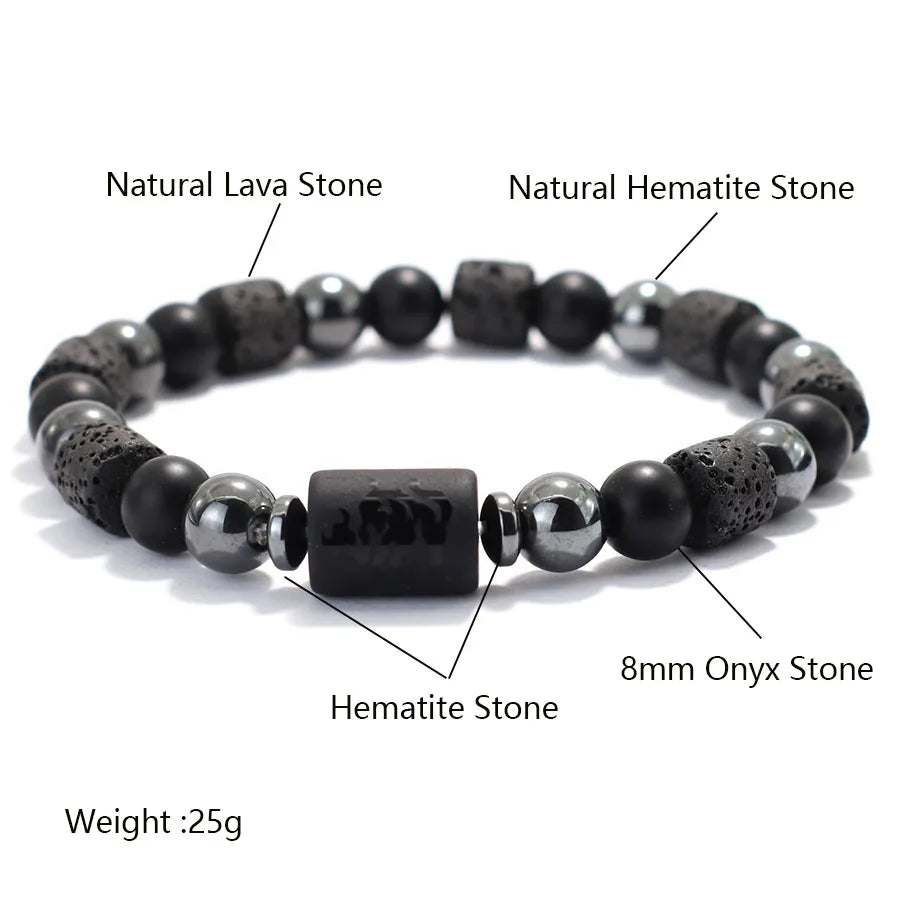 Men Natural Volcanic Rock Onyx Stone Beaded Bracelet