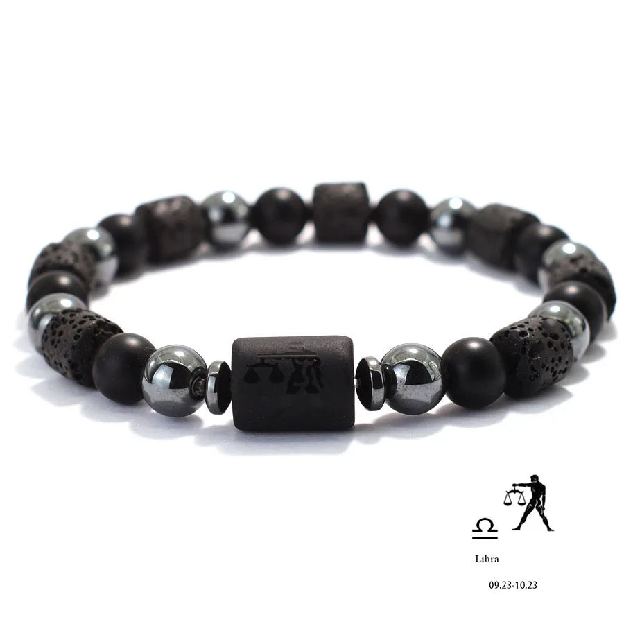 Men Natural Volcanic Rock Onyx Stone Beaded Bracelet