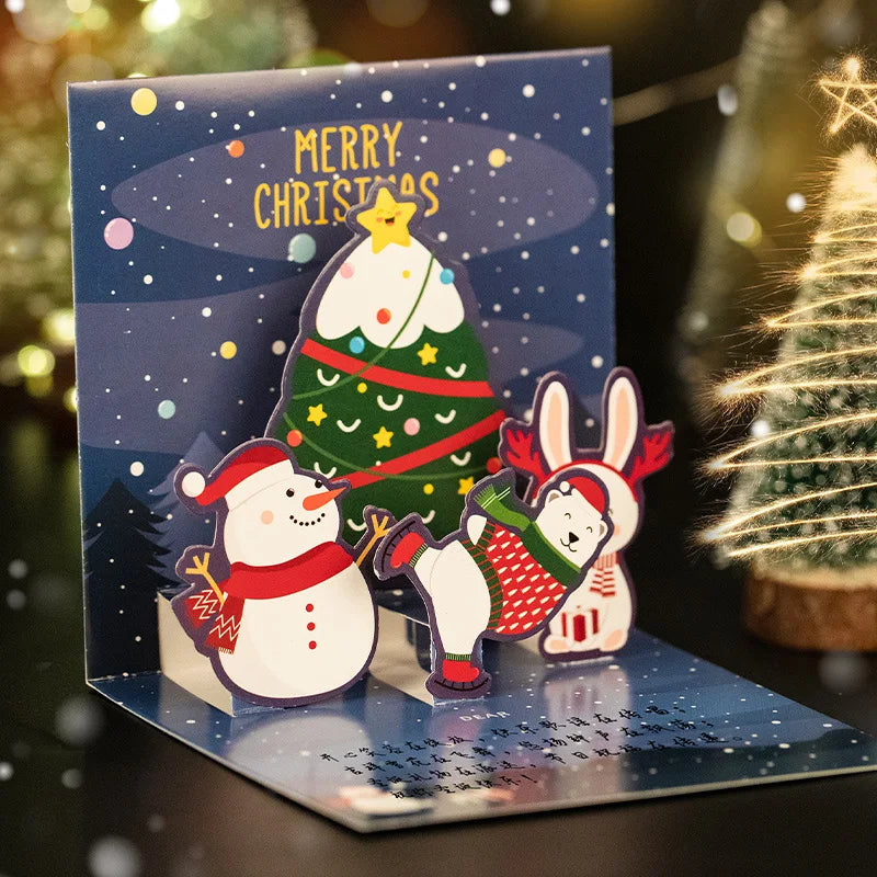 5/1PCS 3D Pop UP Christmas Greeting Cards with Envelope