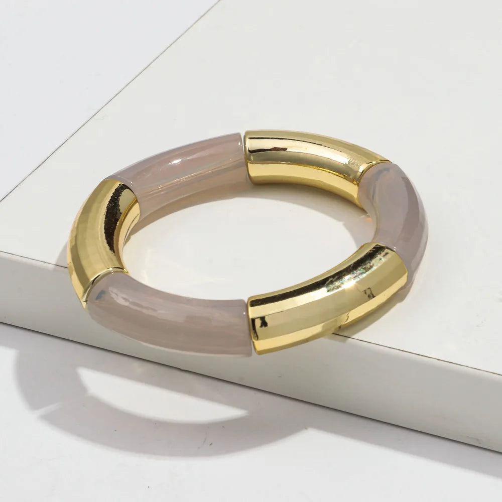 New Bohemia Acrylic Jelly Chunky Bamboo Bracelets for Women