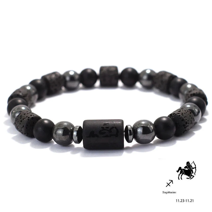 Men Natural Volcanic Rock Onyx Stone Beaded Bracelet