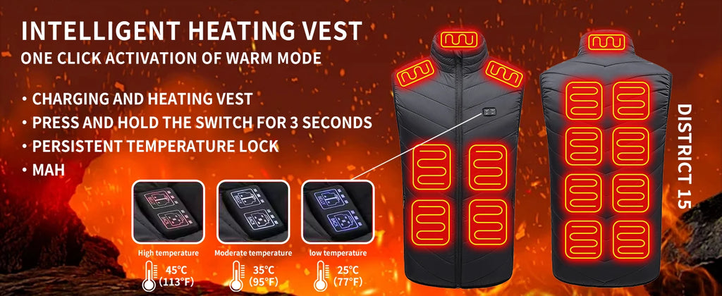 USB Heated Jacket Men Women Electric Heated Vest Heating Coat