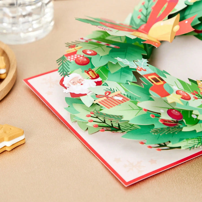 1pcs Christmas Wreath Pop-Up Greeting Card