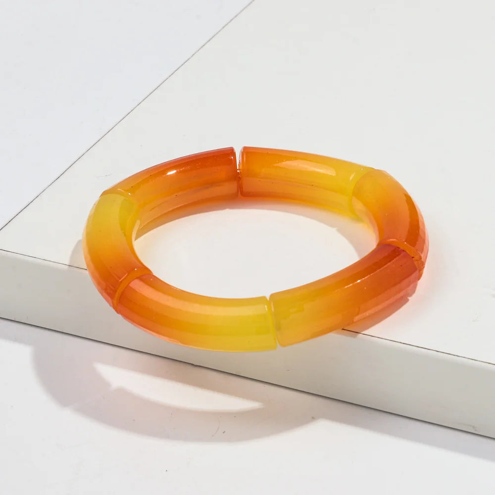New Bohemia Acrylic Jelly Chunky Bamboo Bracelets for Women